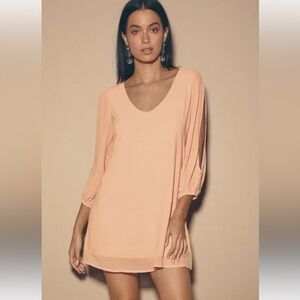 Lulu's Shifting Dears Blush Dress With Cutout Sleeves